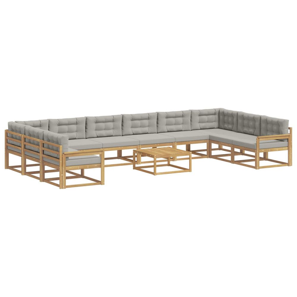 Ensemble de canapés d'extérieur 11 pc blanc et gris clair