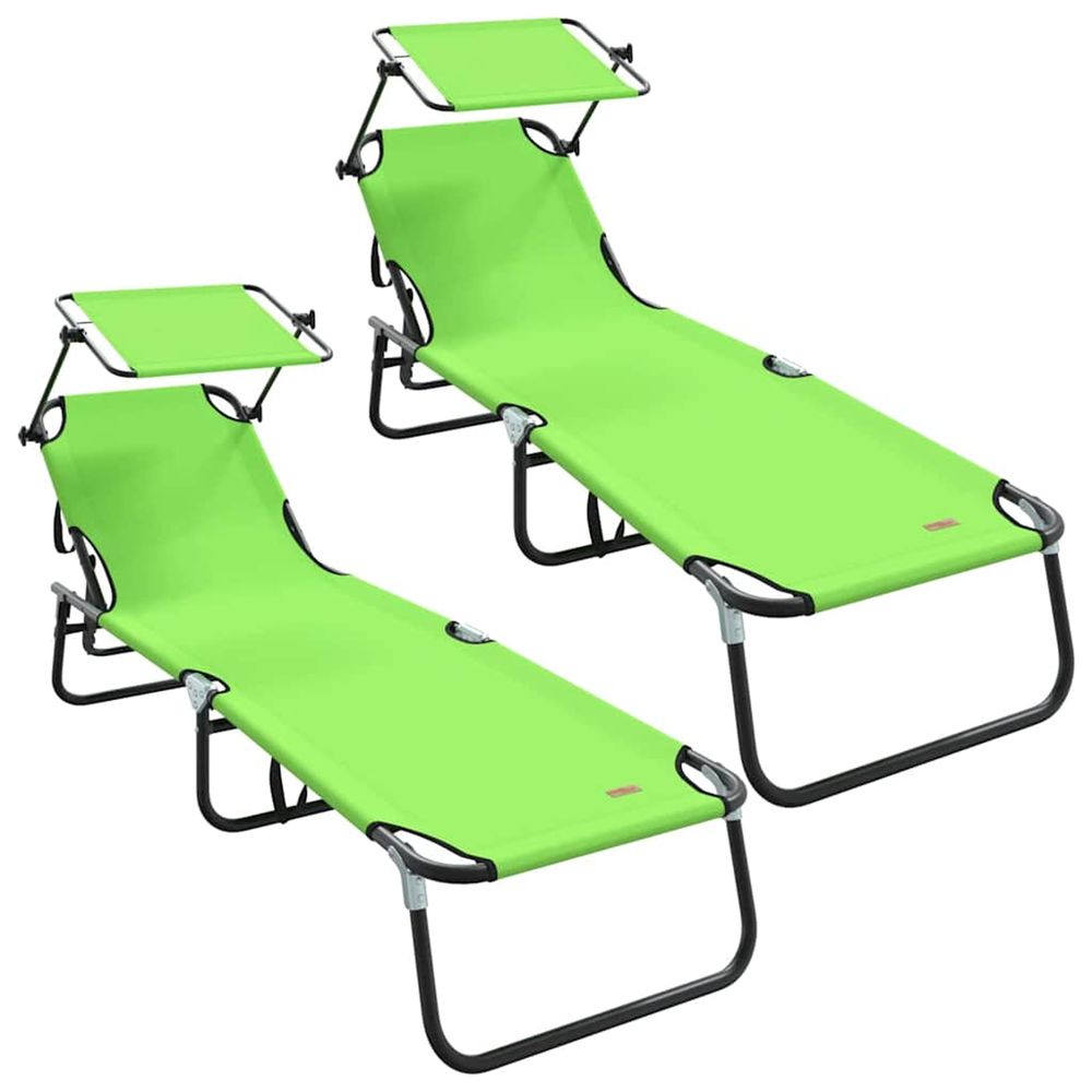 Chaise longue pliante 2 pc oxford vert bain de soleil
