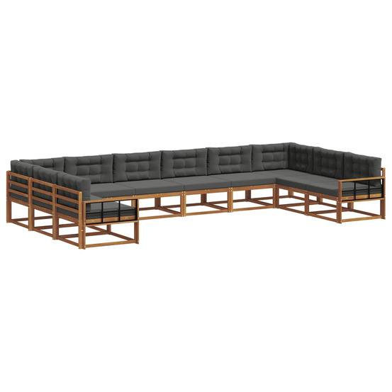 Ensemble de canapés d'extérieur 10 pcs naturel et anthracite