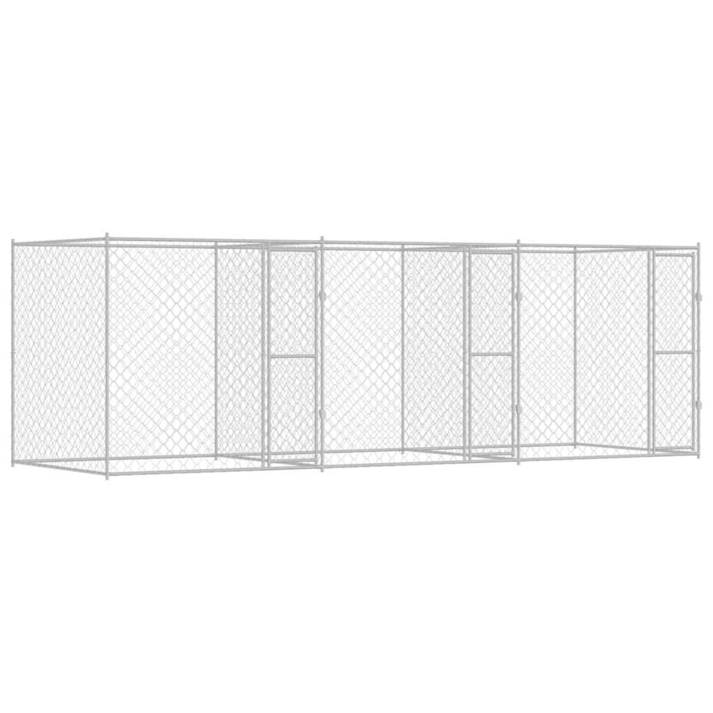 Cage pour chien 3 pcs argenté 600 x 200 x 200 cm acier et pe