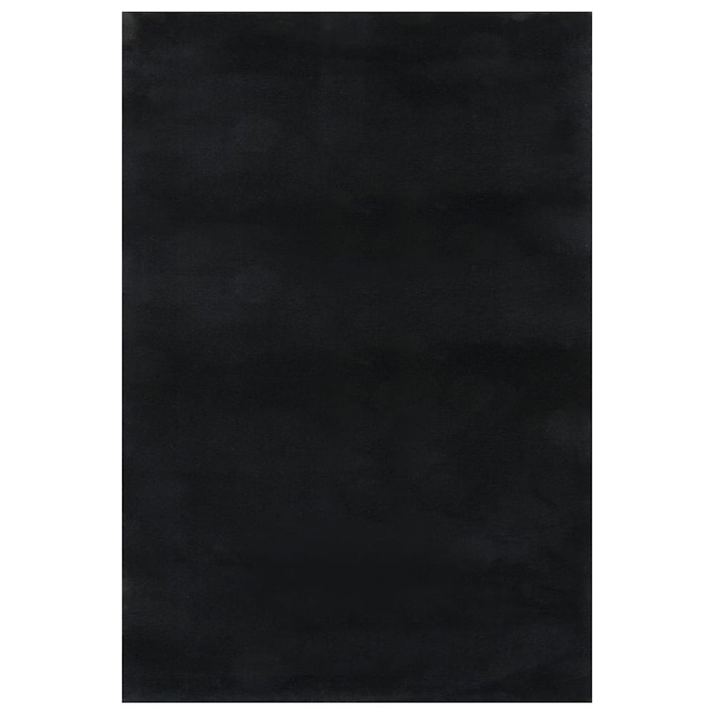 Tapis lavable à poils courts doux et moelleux antidérapant noir