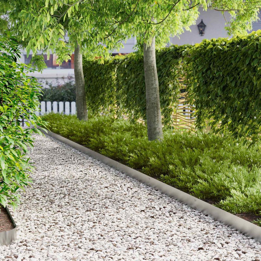Bordure de jardin métal pour allées et jardins limites nettes 103x15 cm argenté