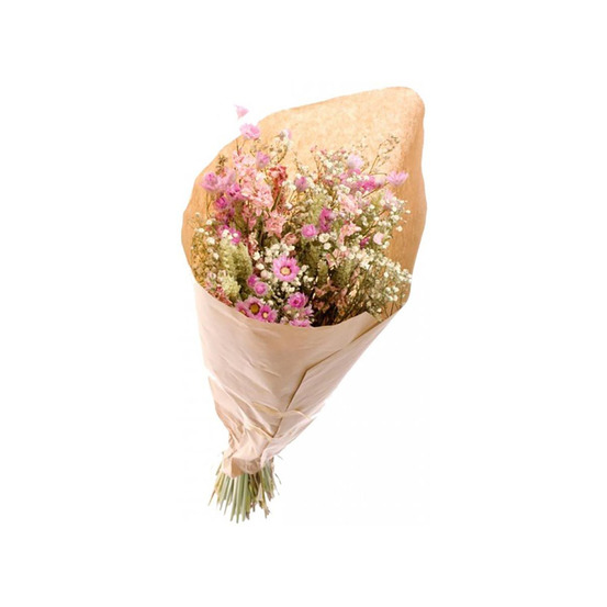 Grand bouquet de fleurs séchées mix rose et blanc