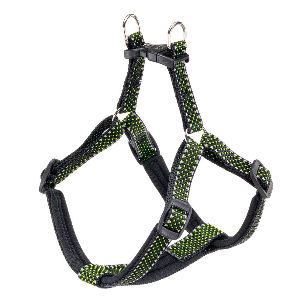 Harnais pour chiens taille moyenne réfléchissant daytona deluxe medium, rembourré, noir-vert