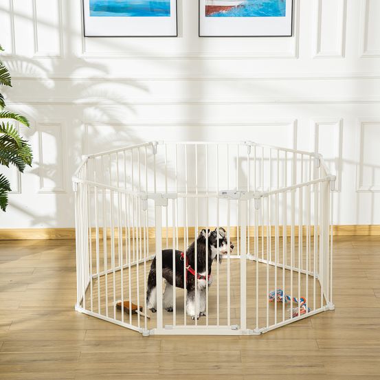 Barrière sécurité modulable 8 panneaux chien parc pliable 482cm blanc - comfortxl pet living