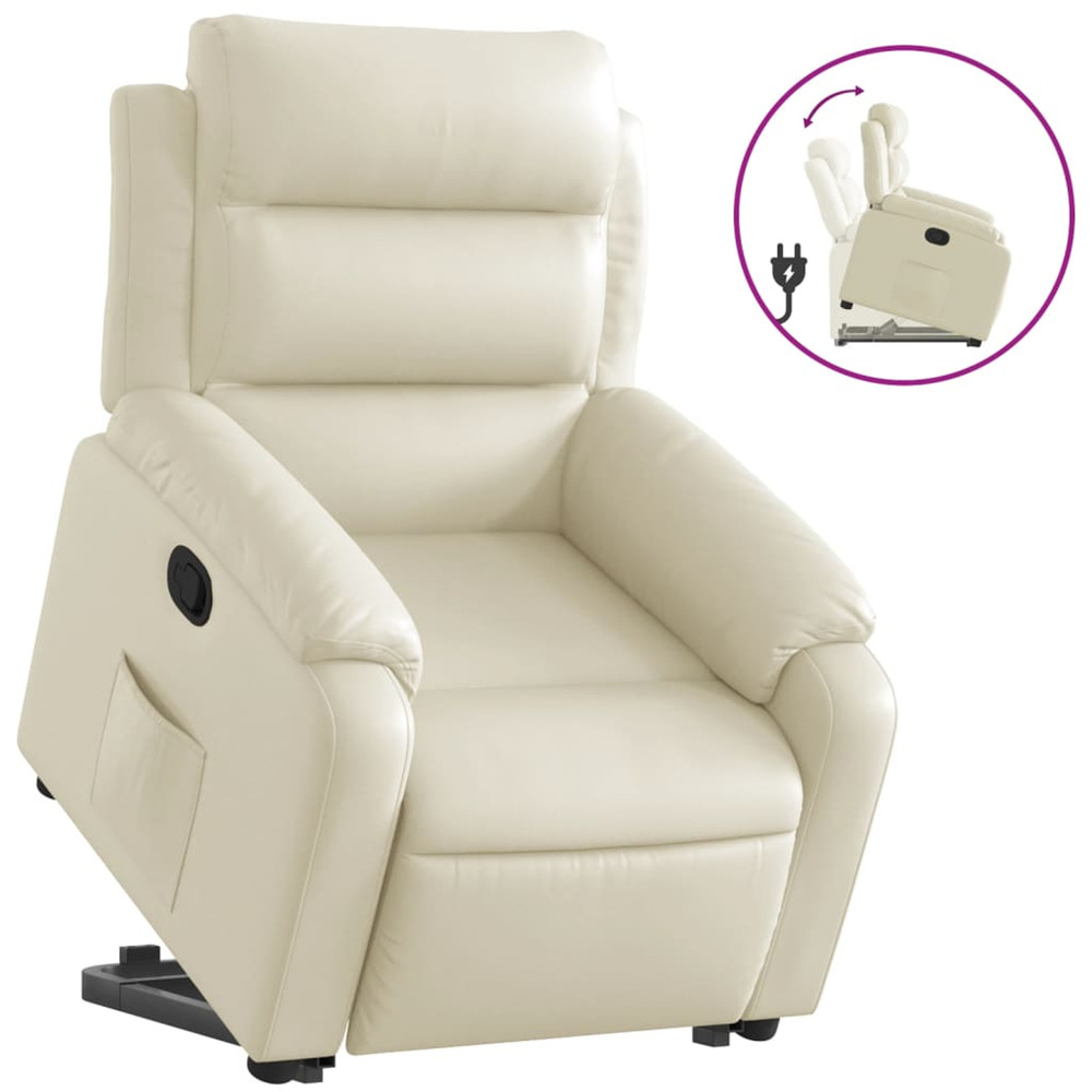 Fauteuil inclinable crème similicuir