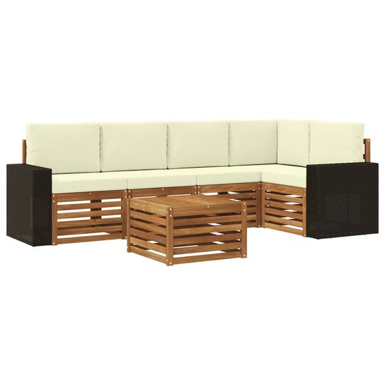 Ensemble de canapés d'extérieur 6 pc naturel et crème polyester