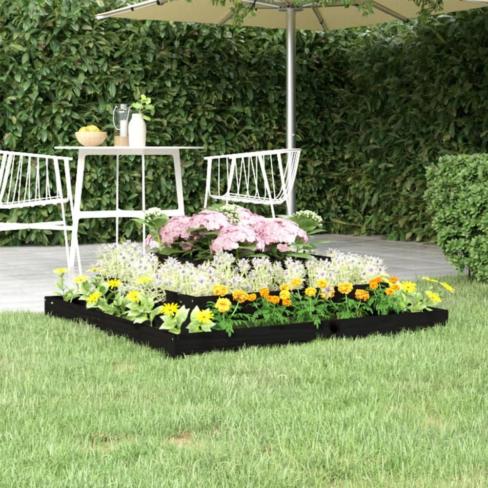 Grand carré potager 3 niveaux bois de pin jardin noir 110x110cm