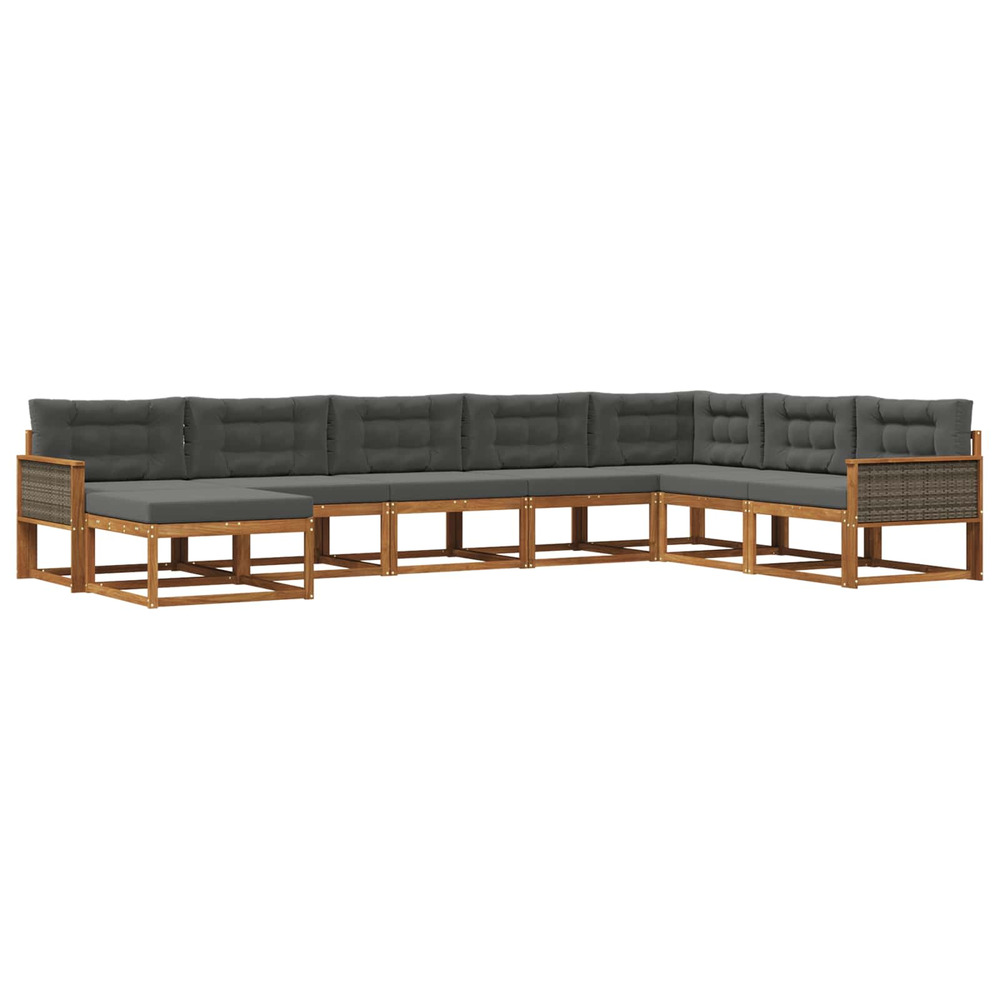 Ensemble de canapés d'extérieur 8 pcs naturel et anthracite