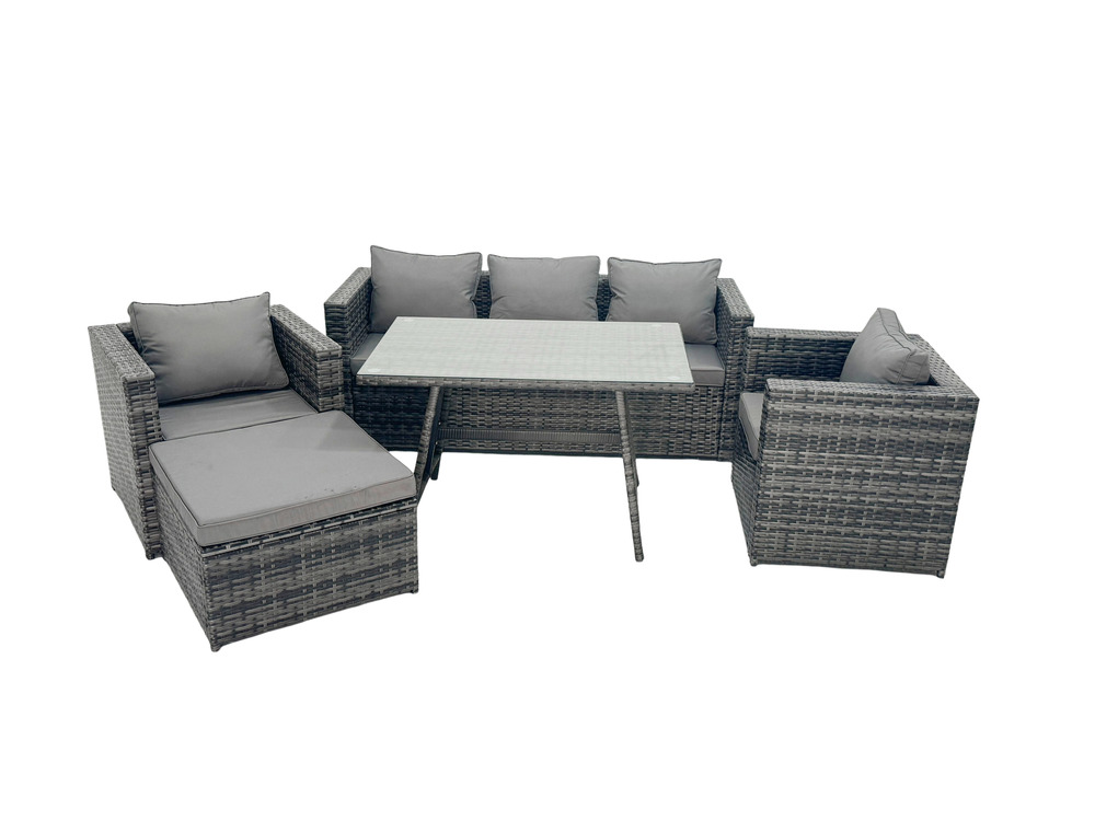 Salon de jardin extérieur en résine avec fauteuil gris foncé mixte