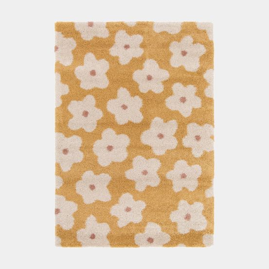 Tapis fleurs maximalistes - apolline - jaune - 160 x 230 cm