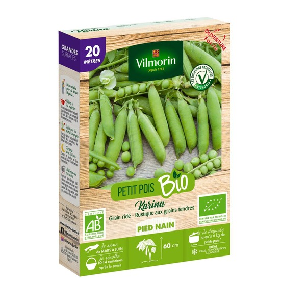 Graines de pois rnain à grain ridé karina bio - 20 mètres