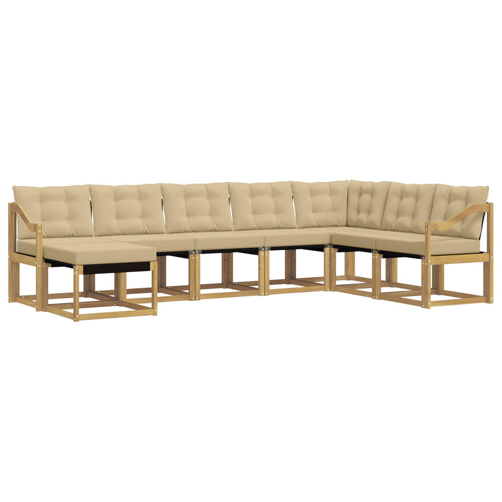 Ensemble de canapés d'extérieur 8 pcs blanc et beige