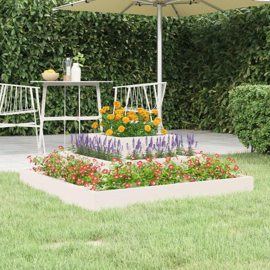Carré potager 3 niveaux bois de pin massif pour jardin blanc 80cm