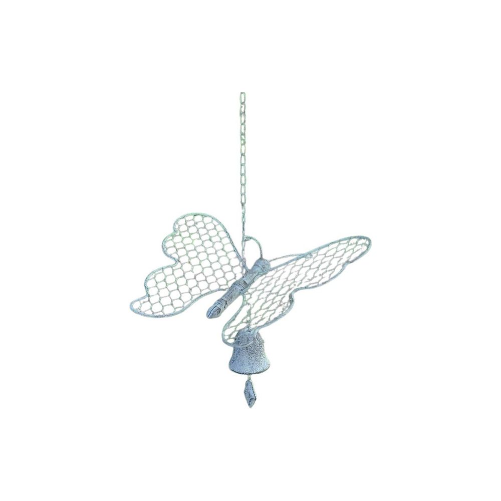 Cloche de jardin papillon blanc patiné