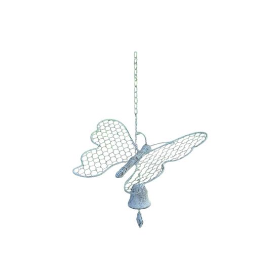 Cloche de jardin papillon blanc patiné