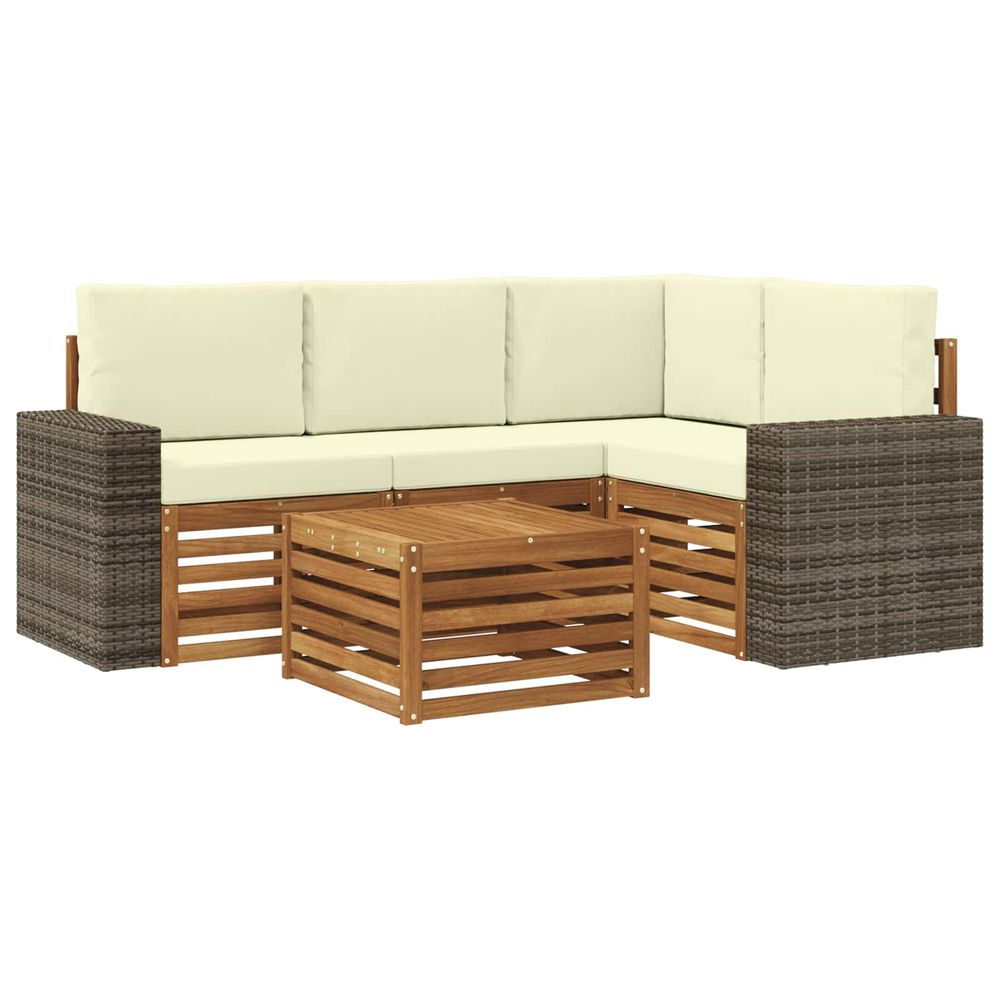 Ensemble de canapés d'extérieur 5 pc naturel et crème polyester