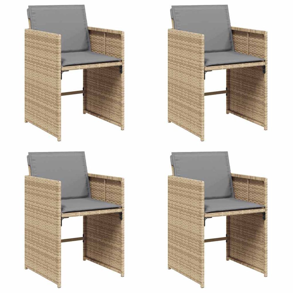 Chaises de jardin avec coussins lot de 4 mélange beige