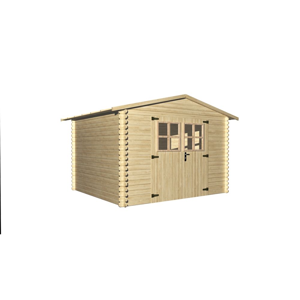 Abri de jardin en bois brut, surface utile 7.62m², 298x298cm, ep 19mm, INT019