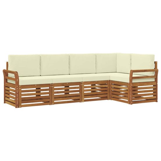 Ensemble de canapés d'extérieur 5 pc naturel et crème polyester