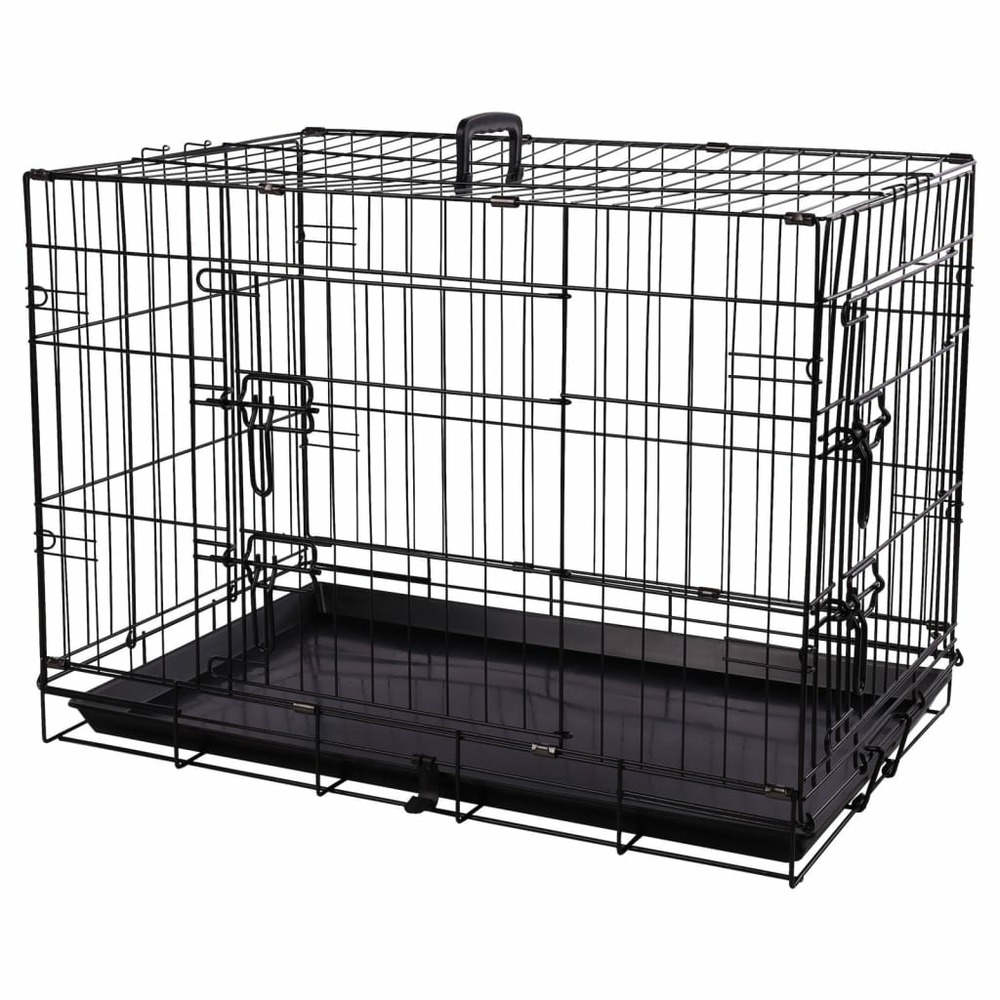 Cage métallique animaux avec porte coulissante m noir