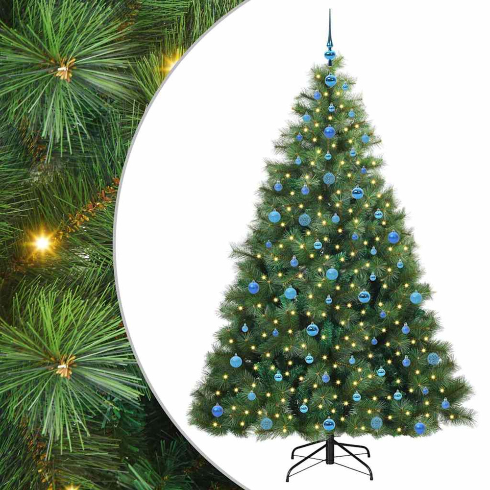 Sapin de noël artificiel avec 300 led vert 210 cm pe et pvc