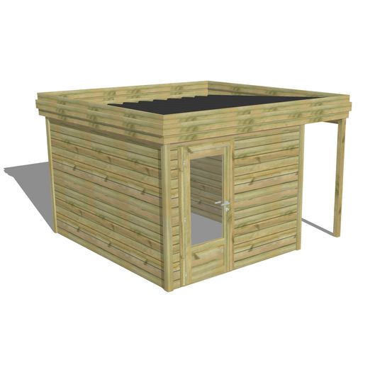 Abri de jardin bois pin traité autoclave 27mm - 3,64x3,44m / 13m2 - bac acier - abri français