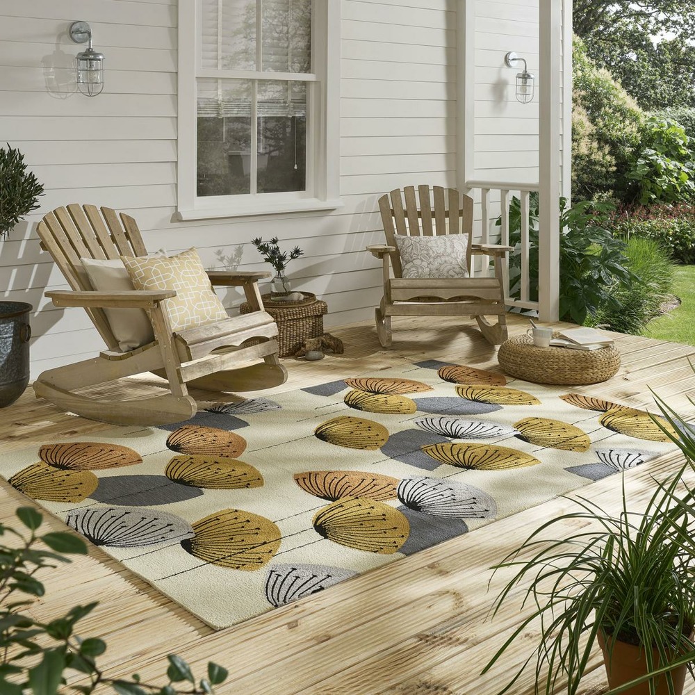 Tapis extérieur 200x280 tissé kilim beige et orange dandelext