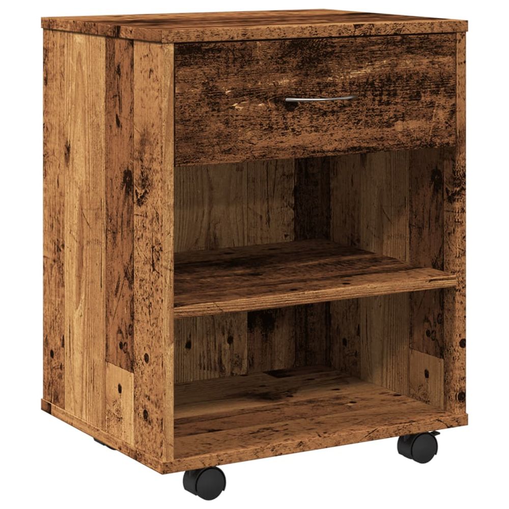 Armoire à roulettes vieux bois 46x36x59 cm bois d'ingénierie