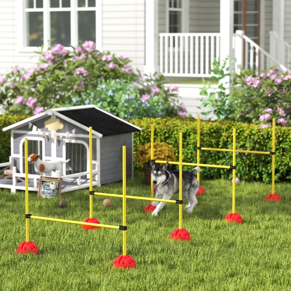 Kit agility chien plastique extérieur entraînement saut hauteur réglable jaune - comfortxl outdoor living