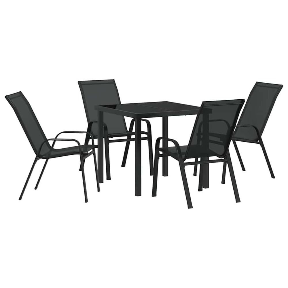 Ensemble de salle à manger pour jardin 5 pcs noir