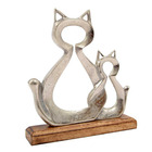 Statuette couple chats manguier métal 25cm