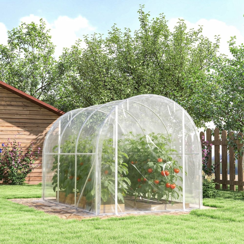 Serre tunnel acier galvanisé jardin potager protection uv 295x195cm transparente - comfortxl outdoor living