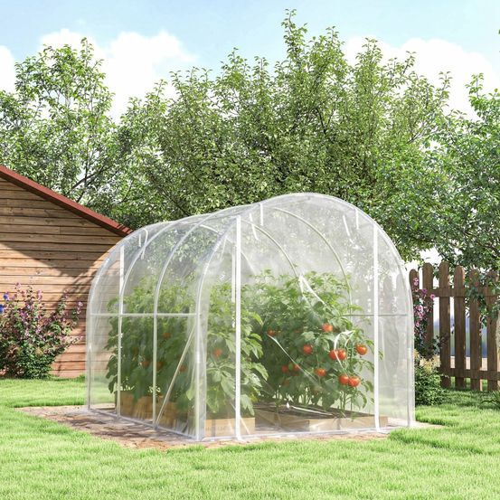 Serre tunnel acier galvanisé jardin potager protection uv 295x195cm transparente - comfortxl outdoor living