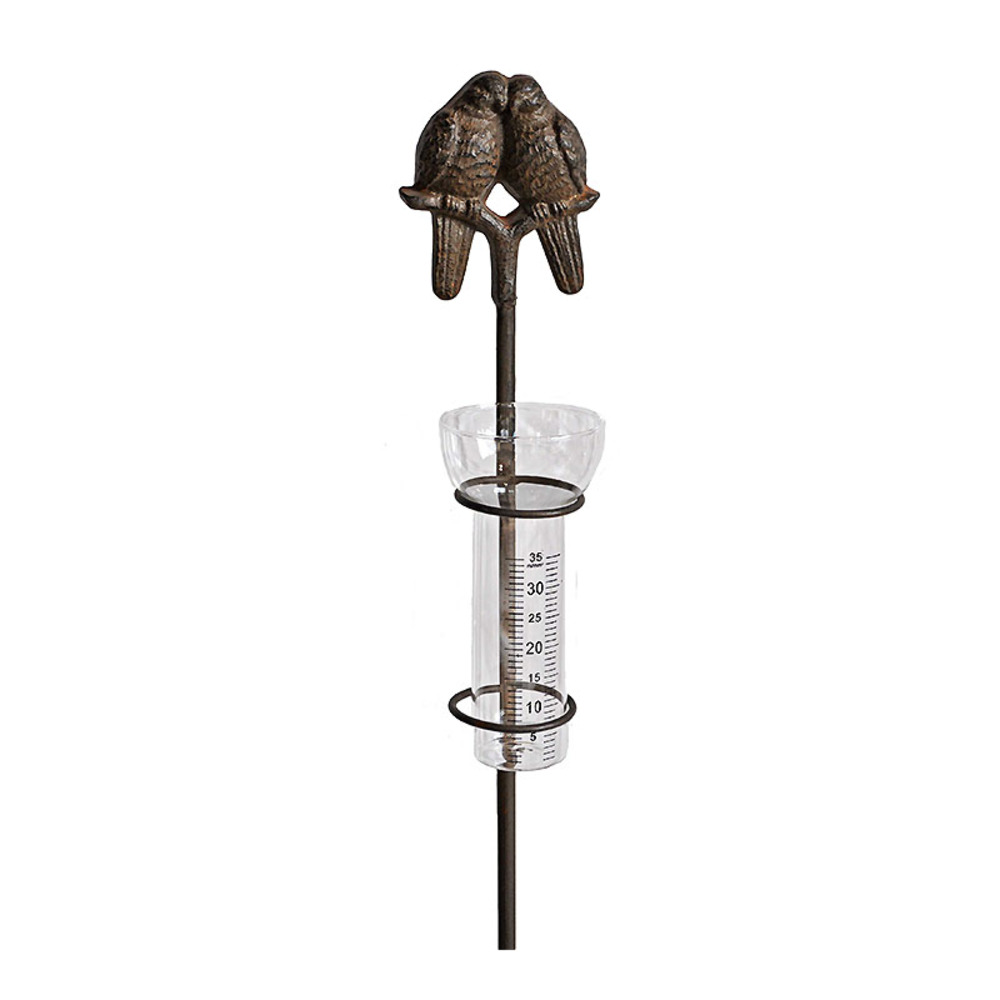 Pluviomètre jardin oiseaux fer 10x112cm
