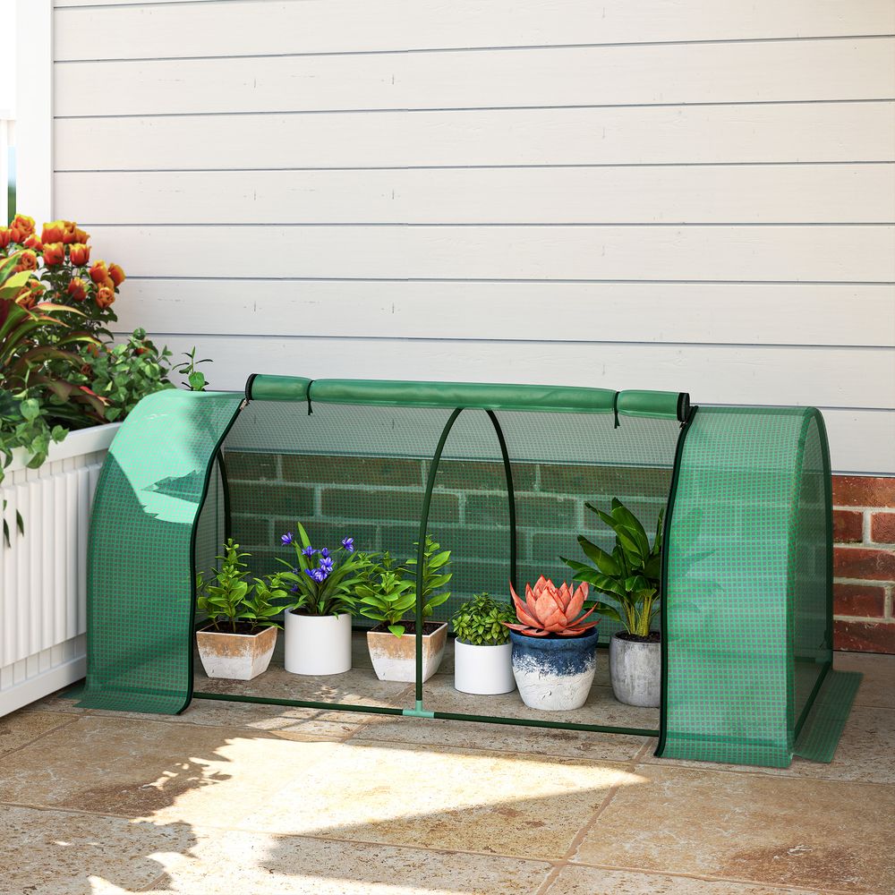 Mini serre tunnel de jardin pe vert 200 x 100 x 80 cm potager tomates porte zippée - comfortxl outdoor living