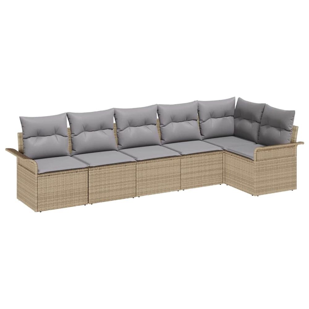 Ensemble de canapé de jardin 6 pc beige polyrotin