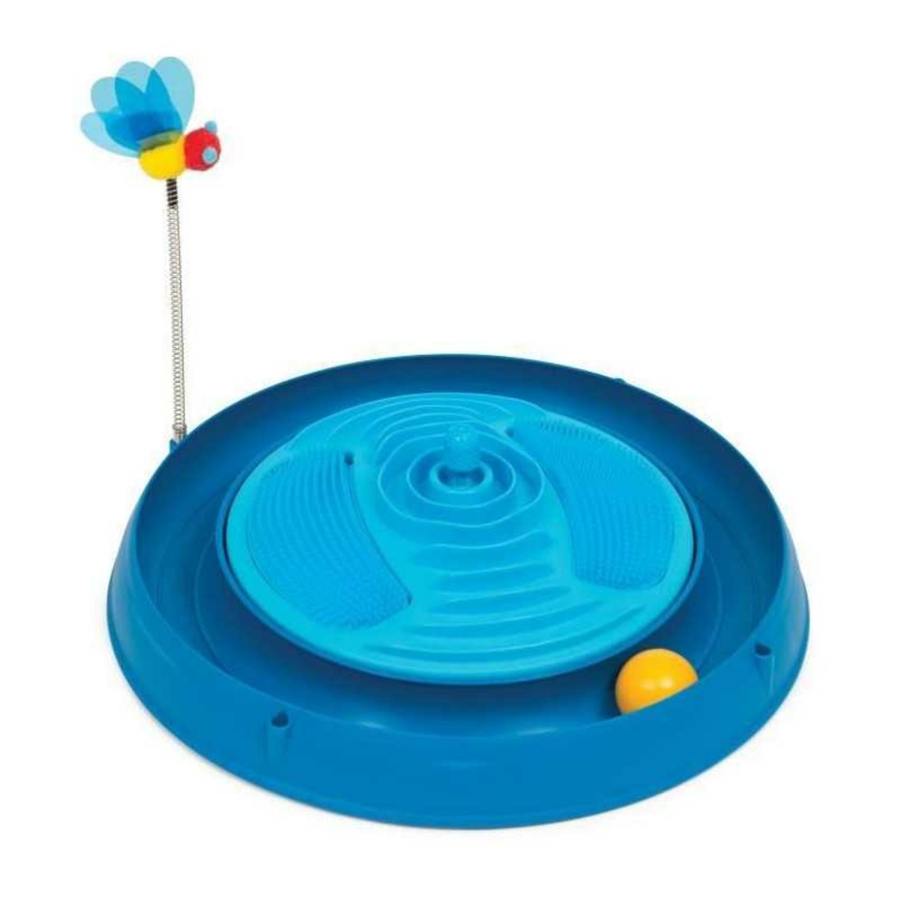 Jouet pour chat - catit - circuit avec balle et herbe a chat - bandes de massage multiples - abeille a ressort