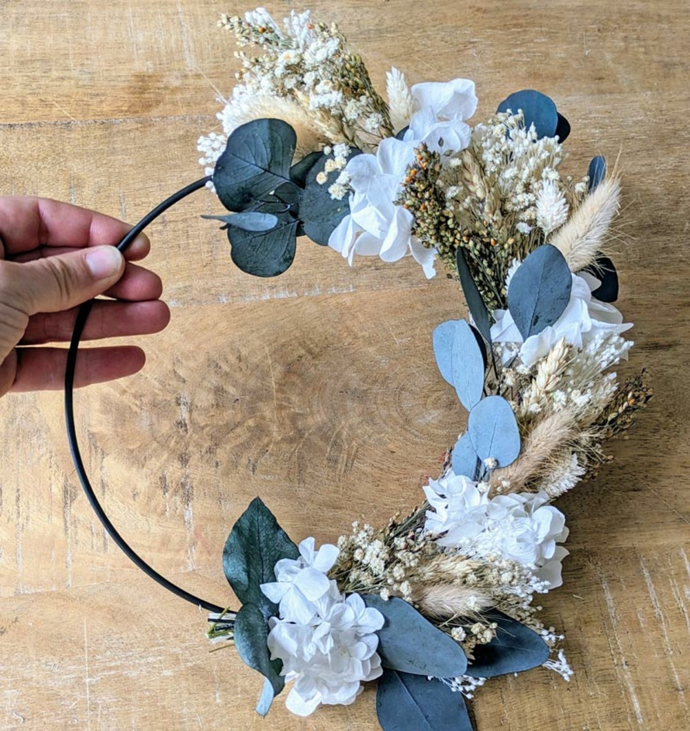 Couronne murale de fleurs séchées henriette d20cm