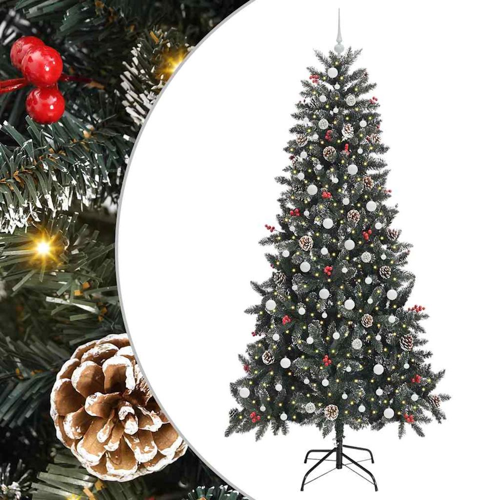 Sapin de noël artificiel vert 240 cm pvc, plastique et acier