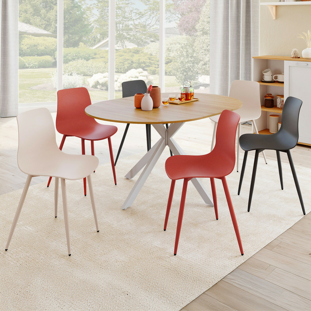 Lot de 6 chaises kiara mix color gris foncé x2, terracotta x2, beige x2 avec pieds en métal