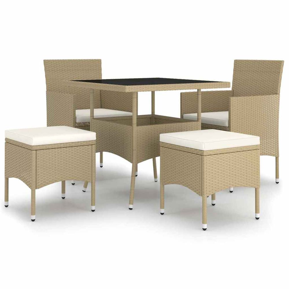 Ensemble à manger de jardin 5 pcs résine tressée beige