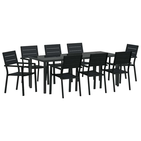 Ensemble de salle à manger pour jardin 9 pcs noir