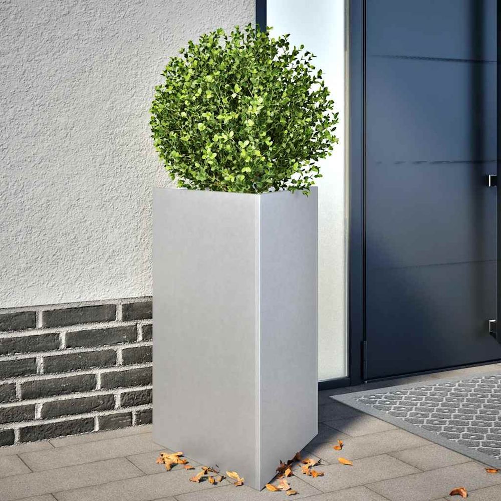 Lot de 2 jardinières triangulaires en acier galvanisé argenté 75 cm