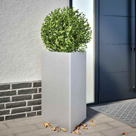 Lot de 2 jardinières triangulaires en acier galvanisé argenté 75 cm