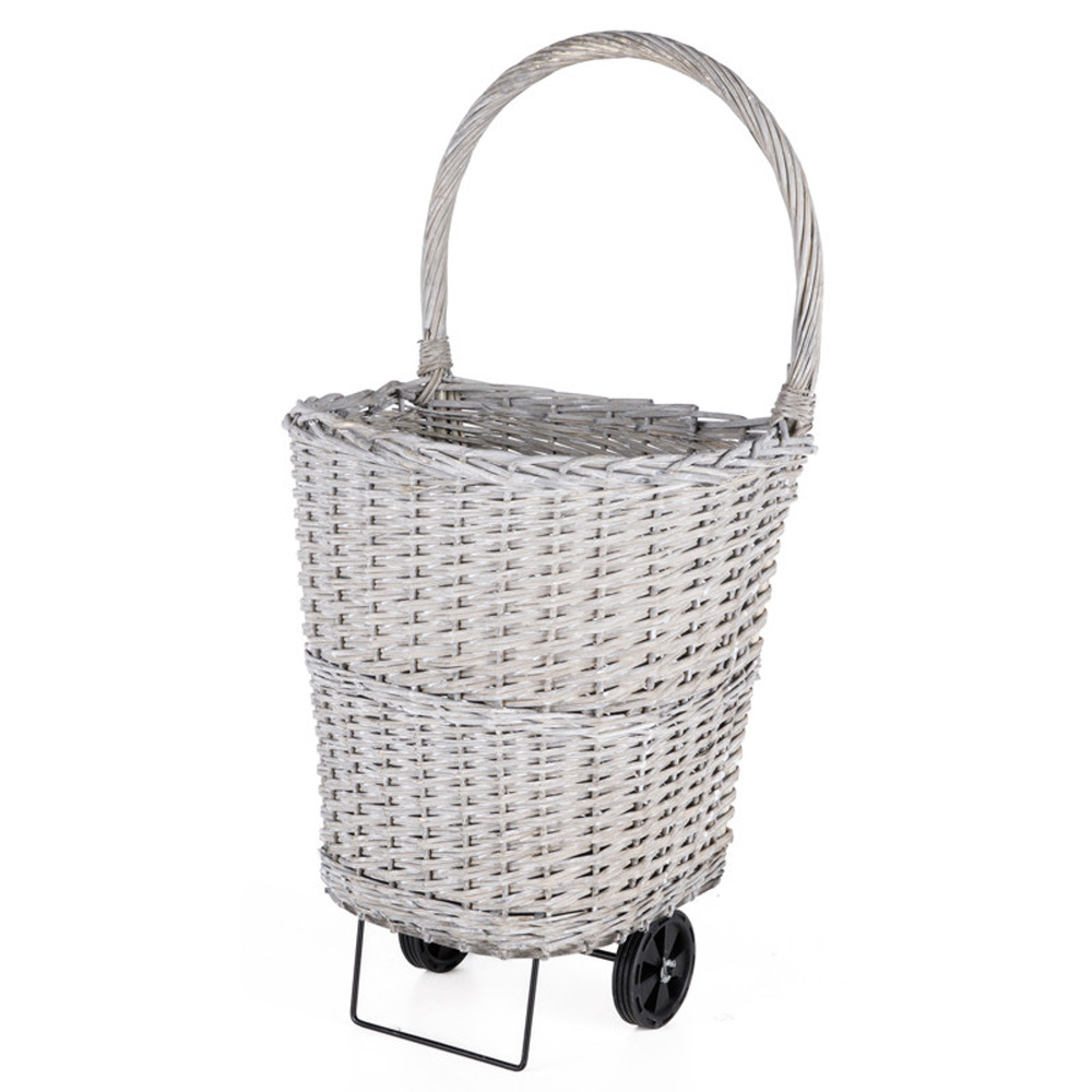 Chariot à bûches en osier et acier