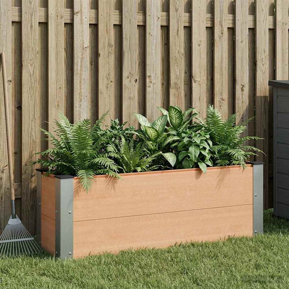 Jardinière surélevée wpc aluminium jardin potager drainage ouvert 100x30x36cm marron