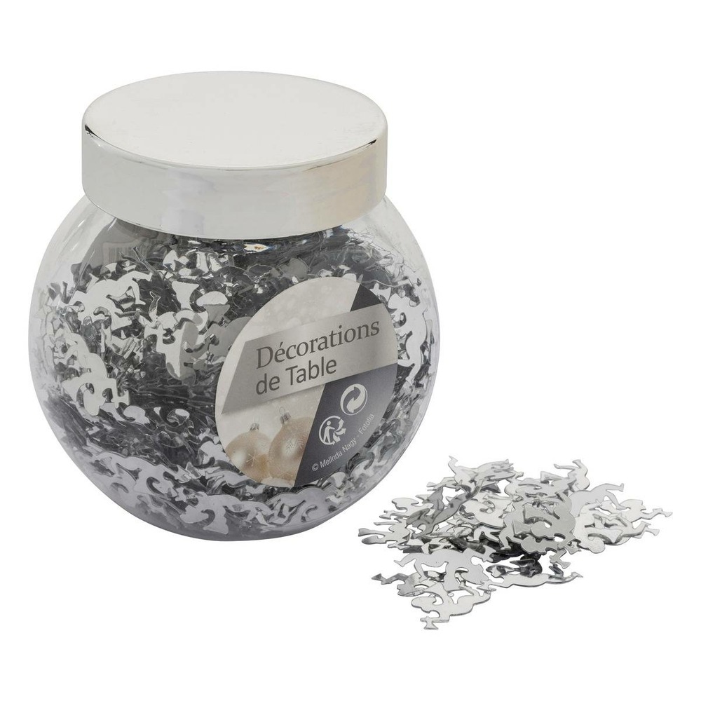 Confettis brillants argents en bocal