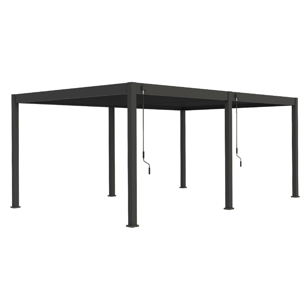 Pergola bioclimatique autoportante anthracite - 400 x 600 x h. 258 cm