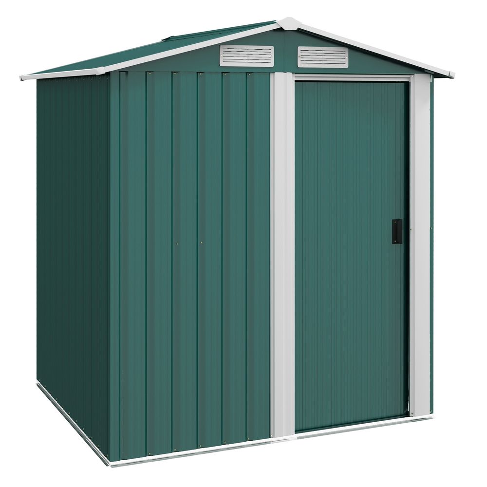 Abri de jardin acier rangement extérieur porte coulissante 152x132x188cm vert - comfortxl outdoor living
